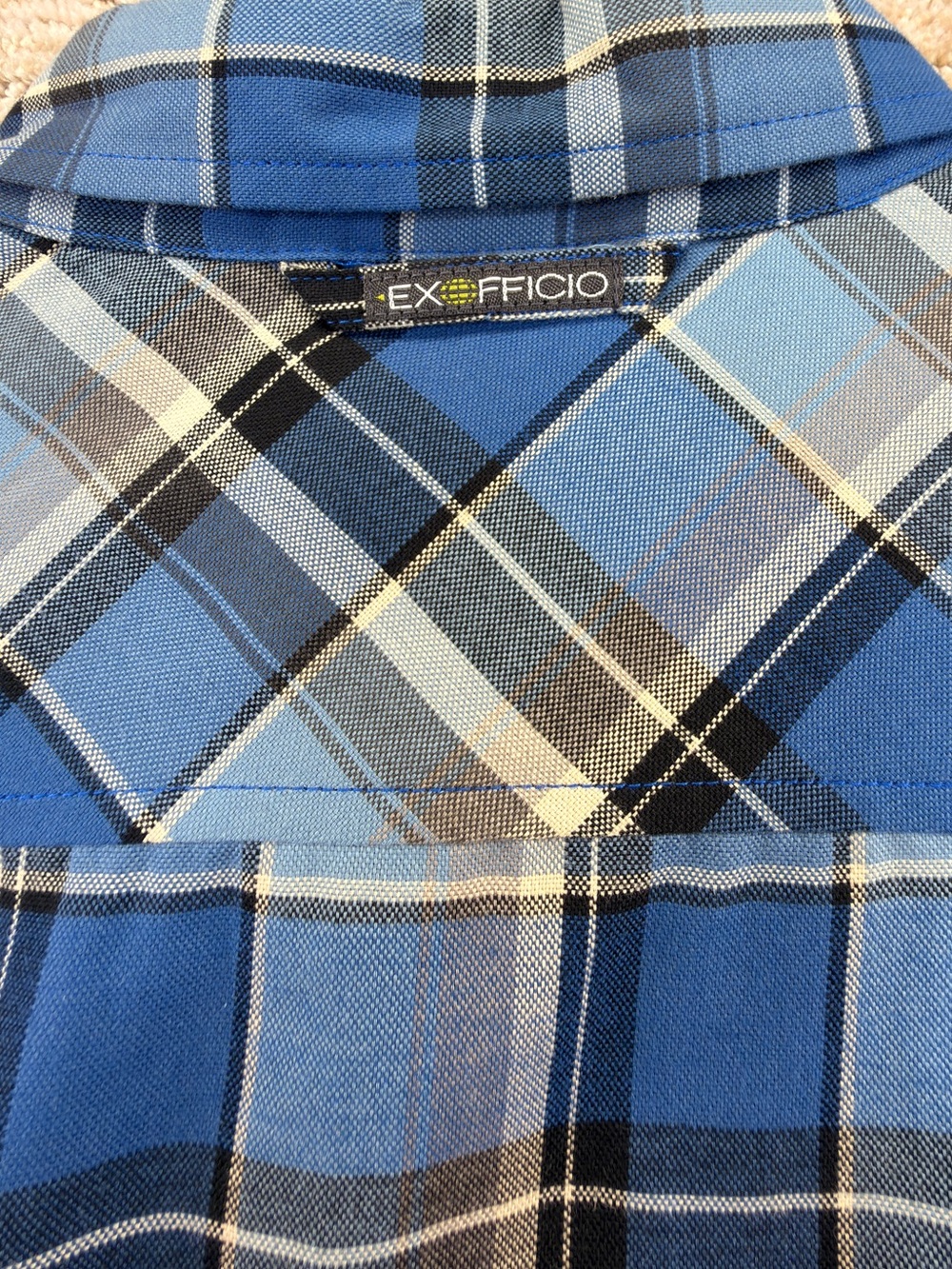 New With Tags Exofficio Blue Plaid Long-Sleeve Travel/Hiking Button-Down Shirt - Picture 11 of 11